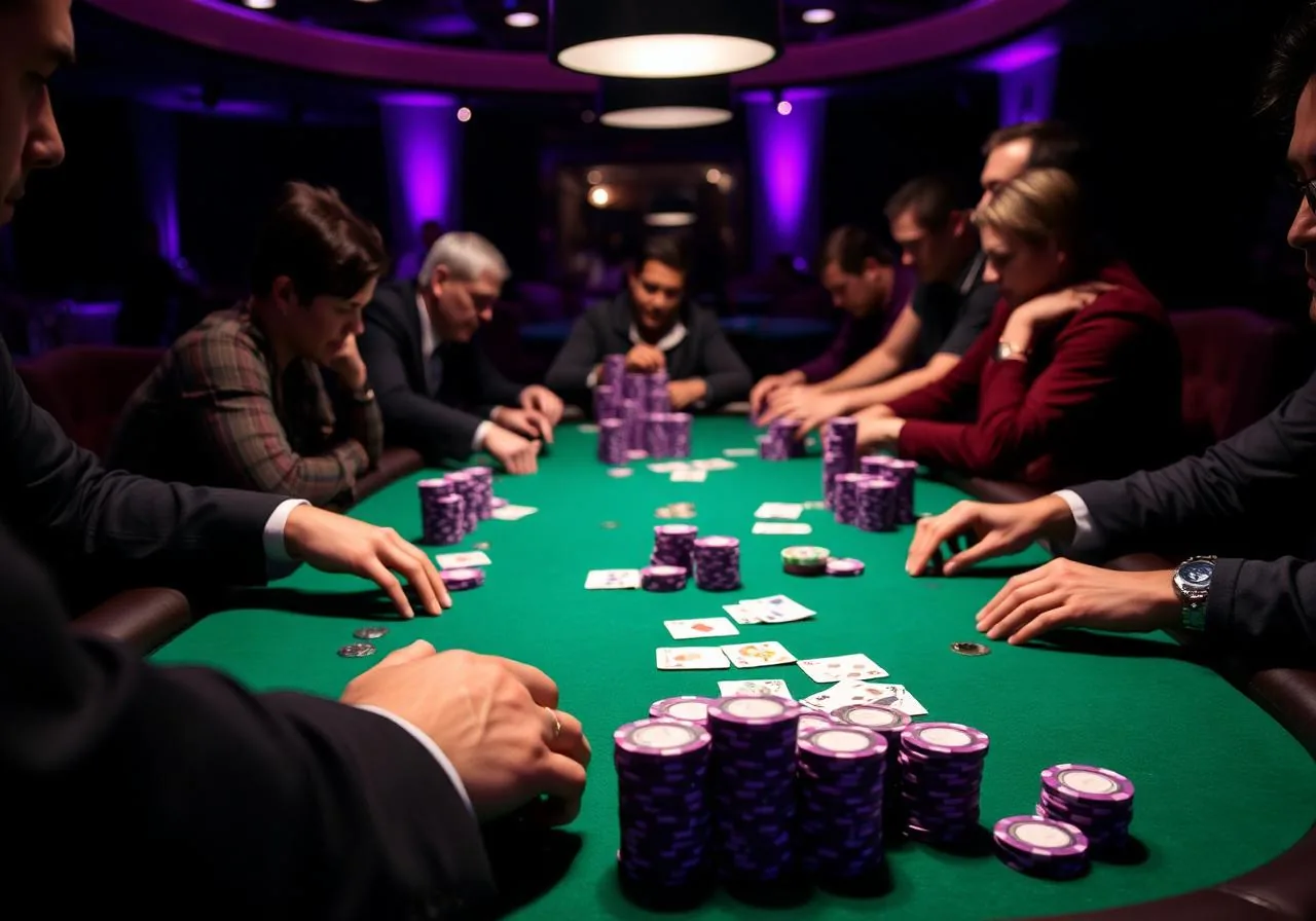 Stół do pokera Texas Hold’em w UrEvent — żetony i karty na zielonym suknie